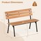 Acacia Wood Outdoor Bench for 2 with Metal Frame, Curved Seat, 800 lbs Capacity, Natural Black